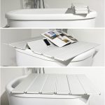 Extendable Folding PVC Bathtub Tray Dust Board Insulation Cover White - Image 2