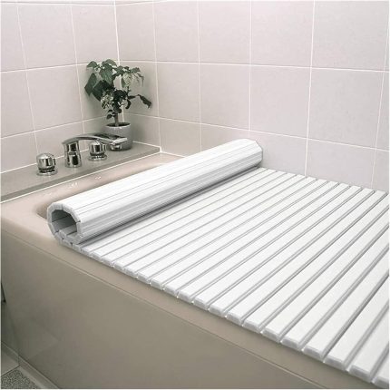 Anti-Dust Folding PVC Bathtub Cover Tray Bathroom Shelf White